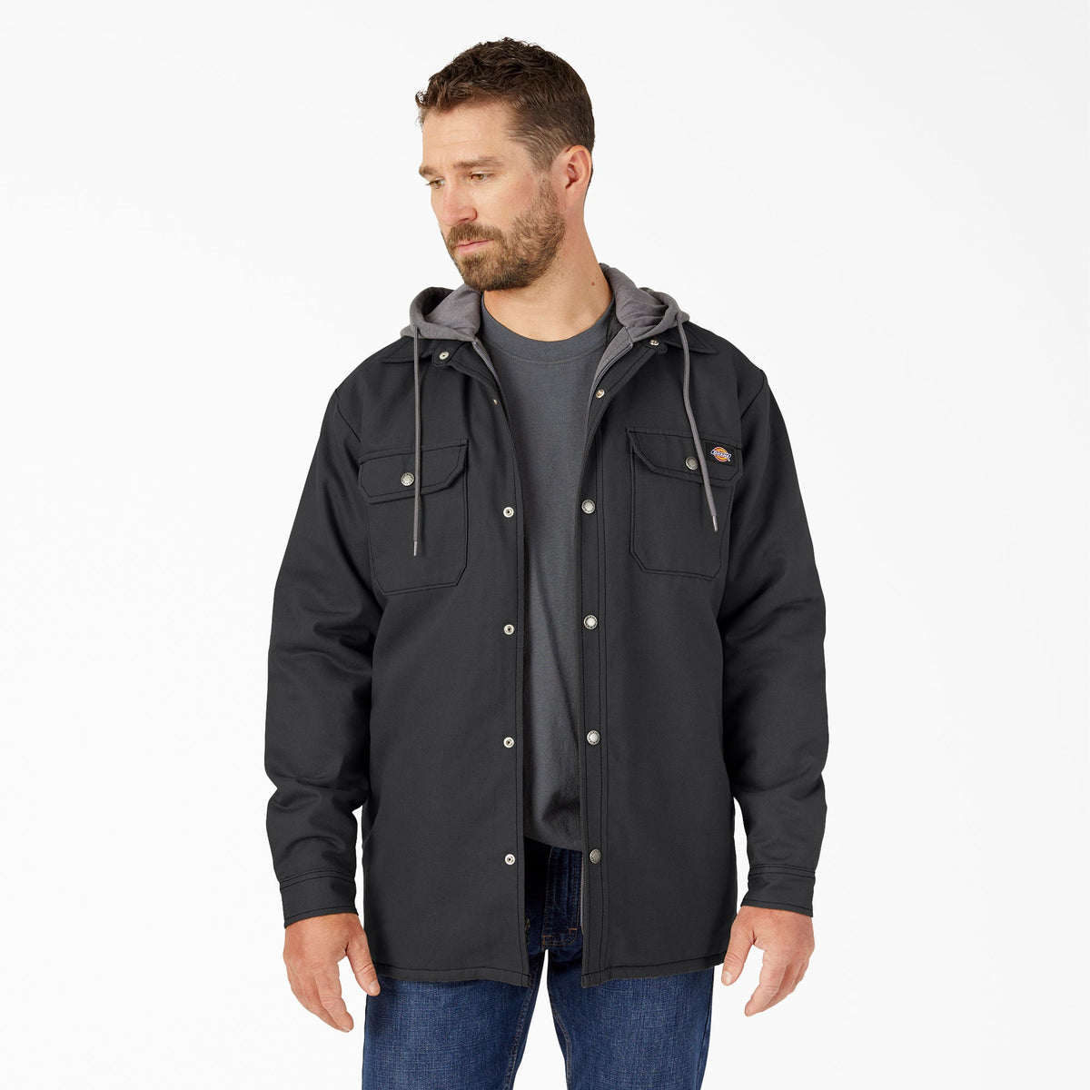 Water Repellent Duck Hooded Shirt Jacket - Dickies Popular