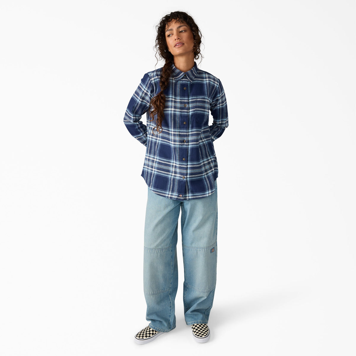 Women's Plaid Flannel Long Sleeve Shirt - Dickies Recommended