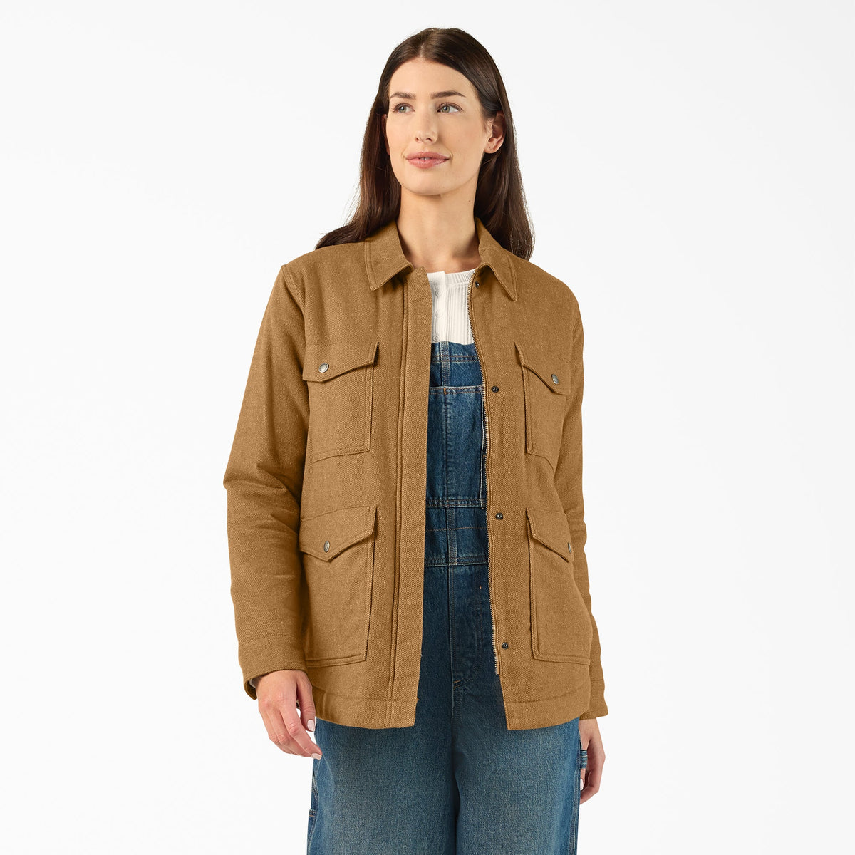 Women's Fleece Lined Flannel Chore Coat - Dickies Premium