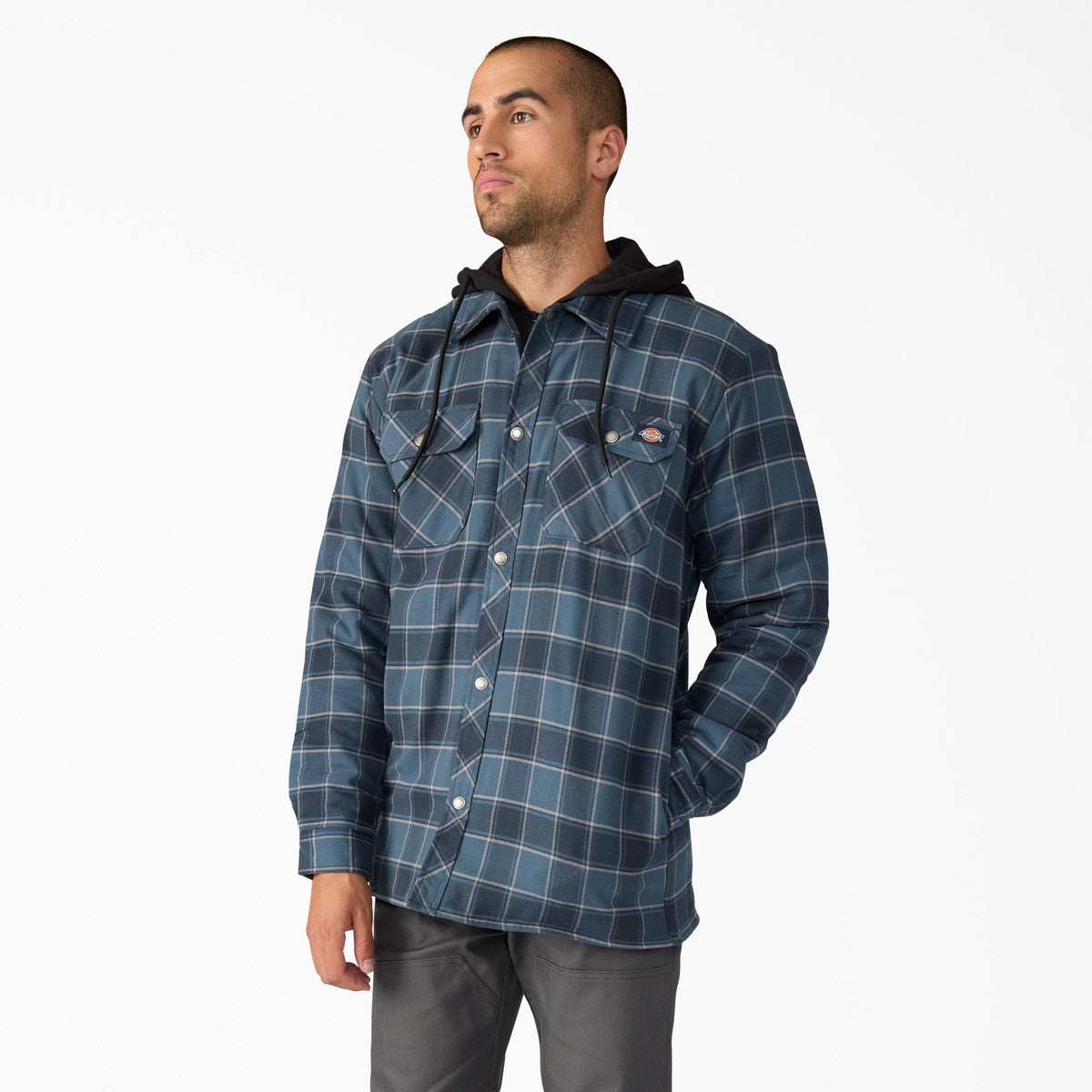 Water Repellent Flannel Hooded Shirt Jacket - Dickies Quality