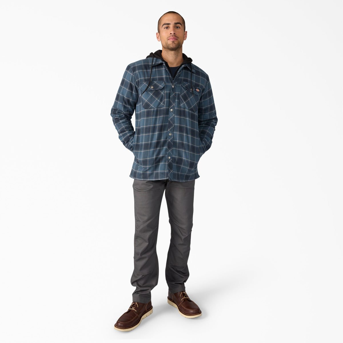 Water Repellent Flannel Hooded Shirt Jacket - Dickies Quality