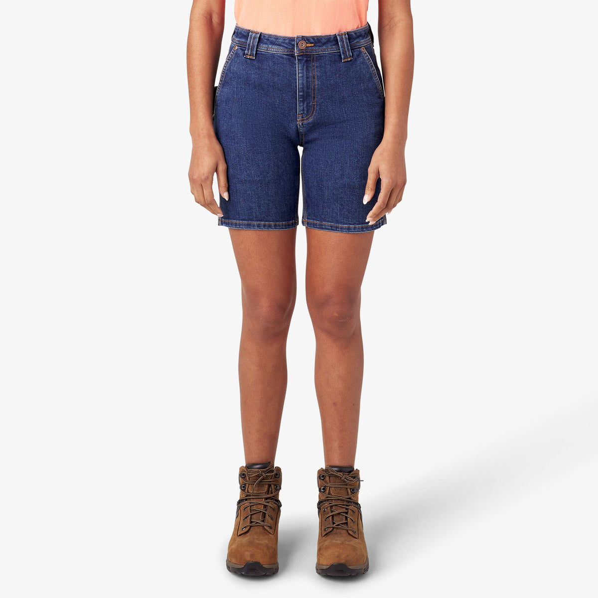 Women's Relaxed Fit Denim Carpenter Shorts, 7" - Dickies Smart Buy