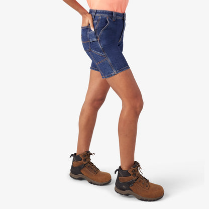 Women's Relaxed Fit Denim Carpenter Shorts, 7" - Dickies Smart Buy