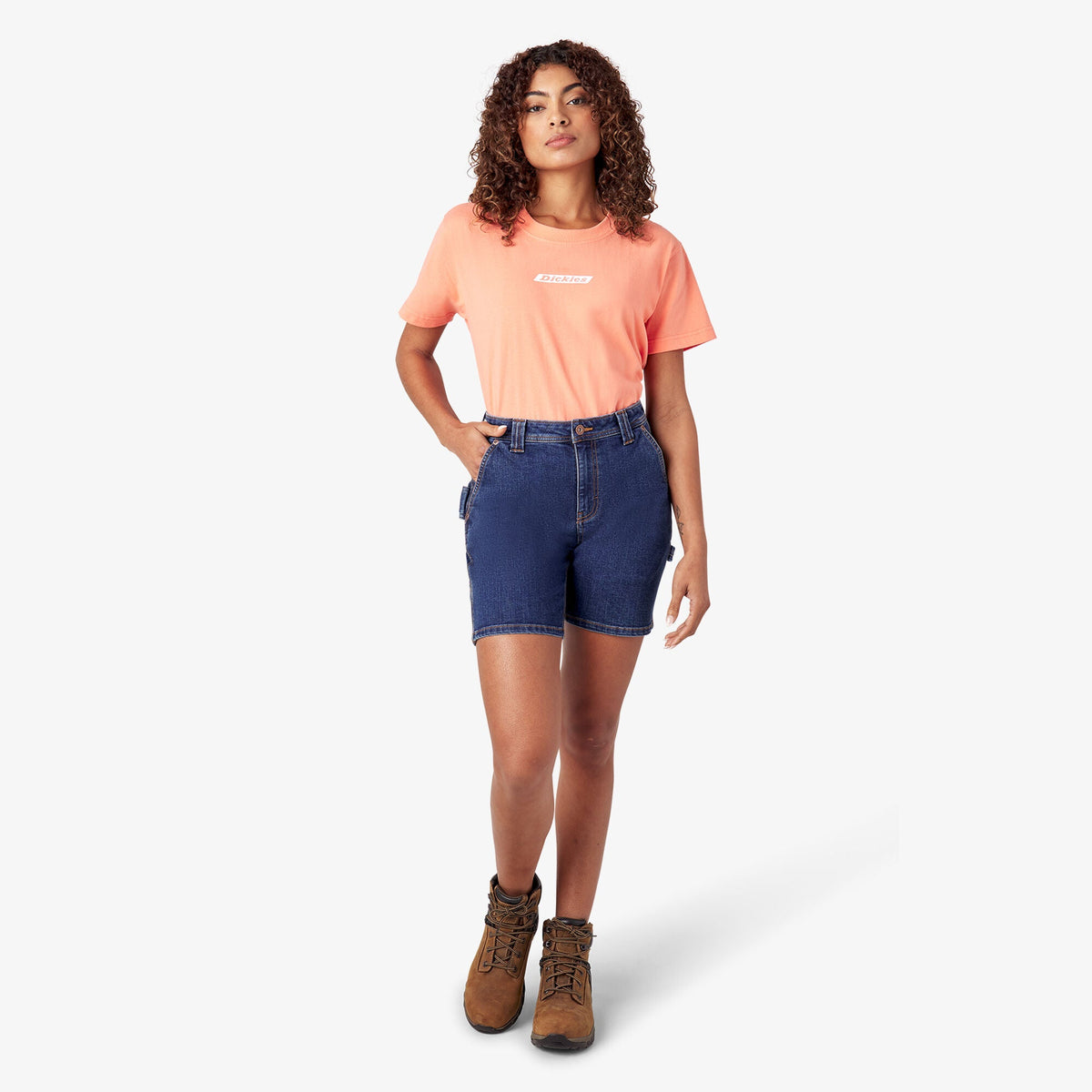 Women's Relaxed Fit Denim Carpenter Shorts, 7" - Dickies Smart Buy